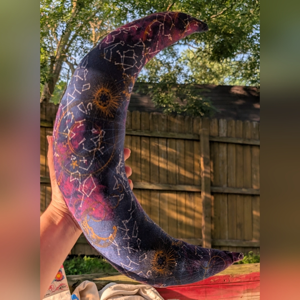 Celestial Print Crescent Pillow